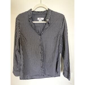 Vineyard Vines Women’s Black & White Checked Button Up with Ruffles Size 16